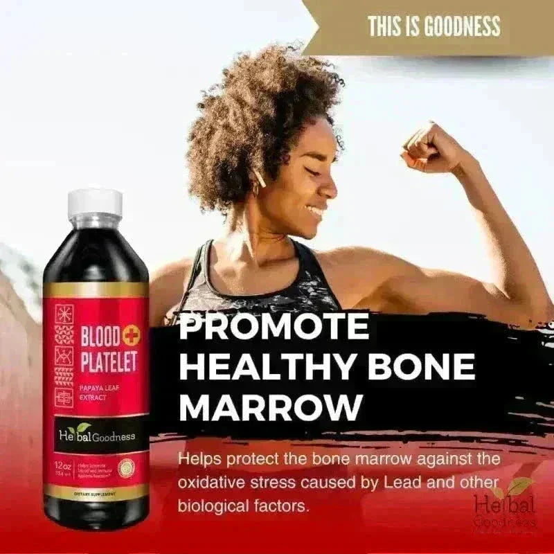 Blood Platelet with Papaya Leaf - Organic 1oz 15X Liquid Extract - Platelet & Bone Marrow Liquid Extract Herbal Goodness 