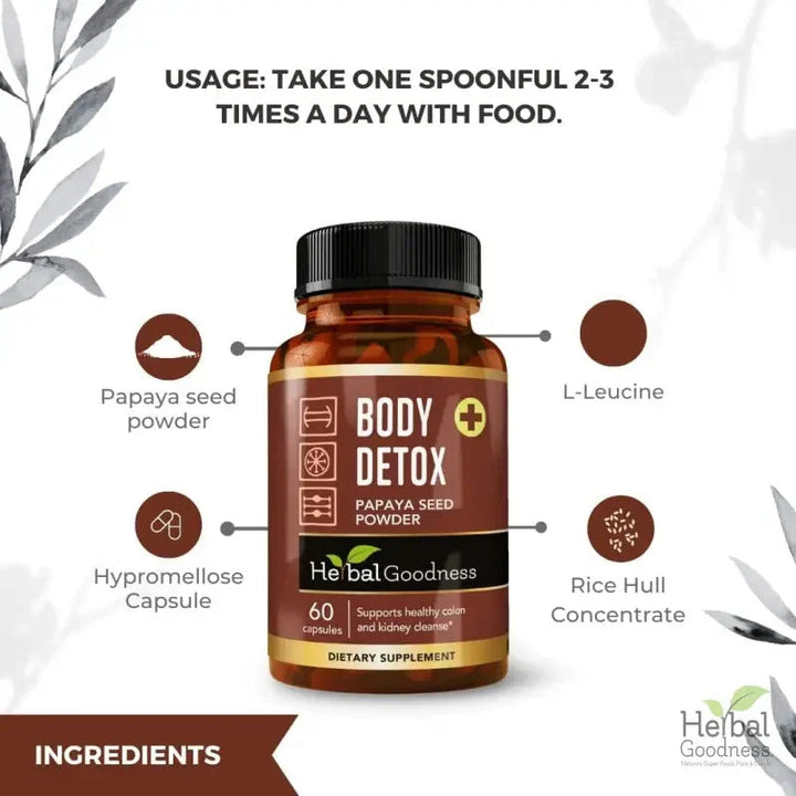 Body Detox Capsules 60ct /600mg Capsules Herbal Goodness 