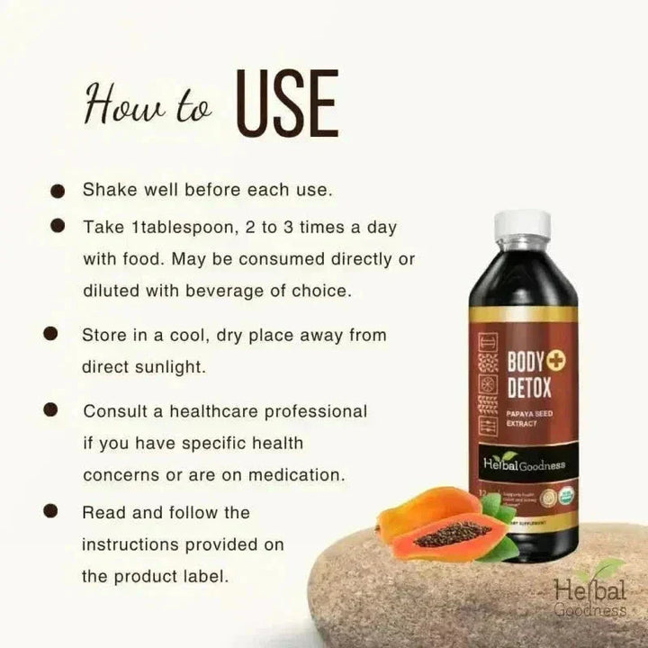 Body Detox Herbal Liquid Extract – Papaya Seed - Herbal Goodness Liquid Extract Herbal Goodness 