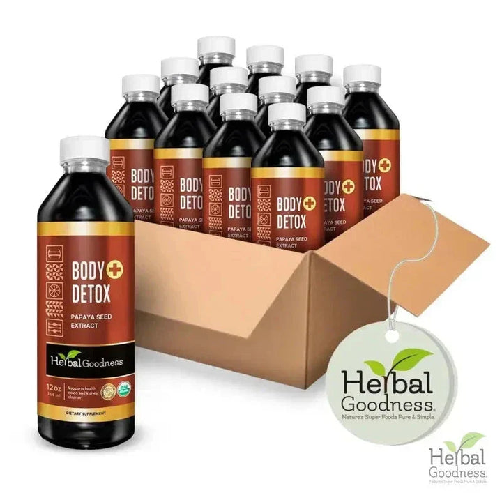 Body Detox with Papaya Seed - Organic 15X Liquid Extract - Intestine & Gut Cleanse Liquid Extract Herbal Goodness Case Qty (12) 
