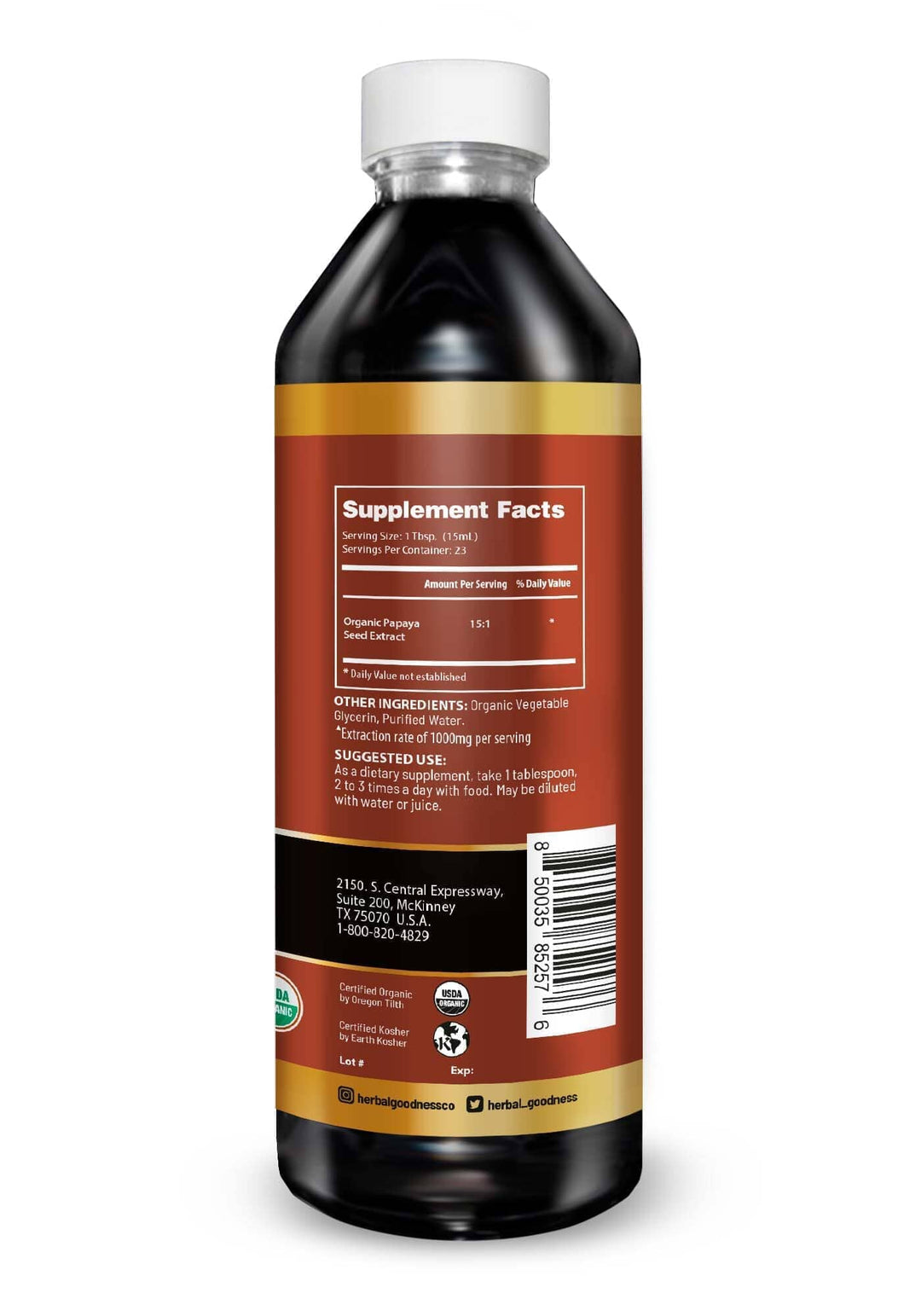 Body Detox with Papaya Seed - Organic 1oz 15X Liquid Extract - Intestine & Gut Cleanse Liquid Extract Herbal Goodness 