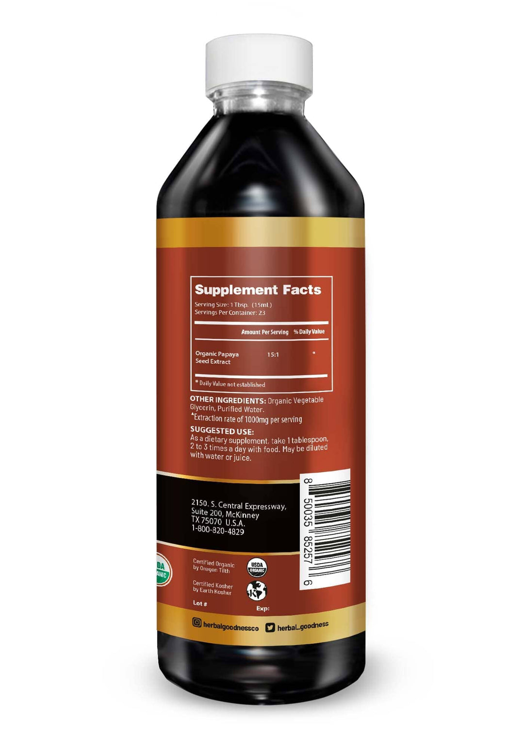 Body Detox with Papaya Seed - Organic 1oz 15X Liquid Extract - Intestine & Gut Cleanse Liquid Extract Herbal Goodness 