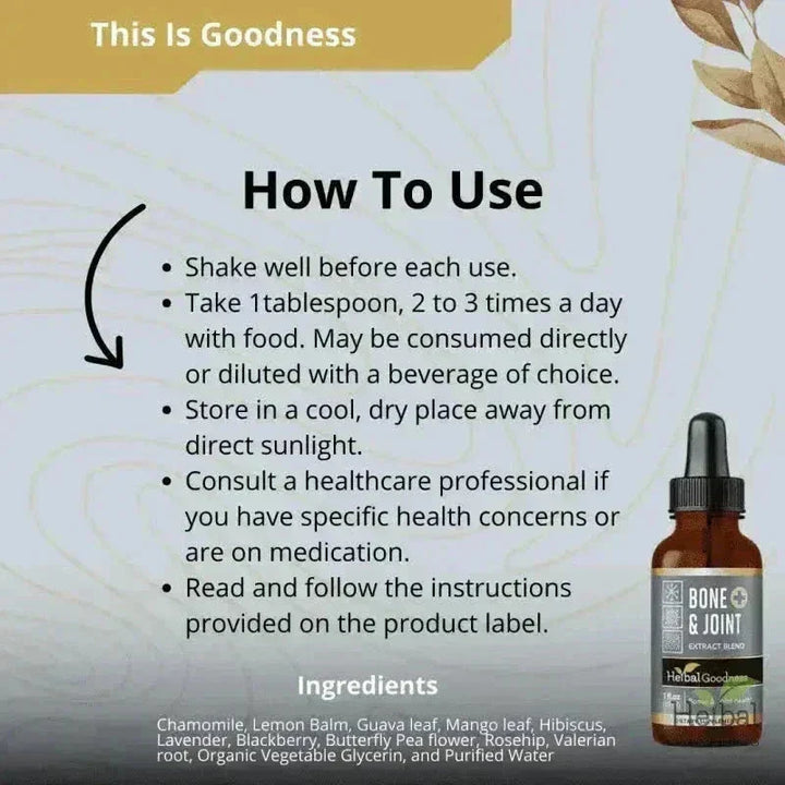 Bone and Joint Liquid Extract – Herbal Botanical Blend - Liquid Extract - Herbal Goodness Liquid Extract Herbal Goodness 