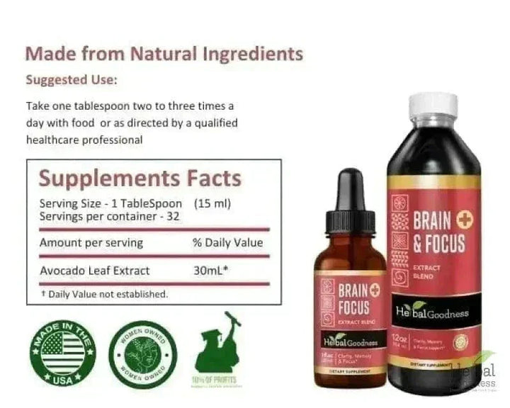 Brain and Focus Liquid Extract - Nootropic Brain Supplement - Herbal Goodness Liquid Extract Herbal Goodness 