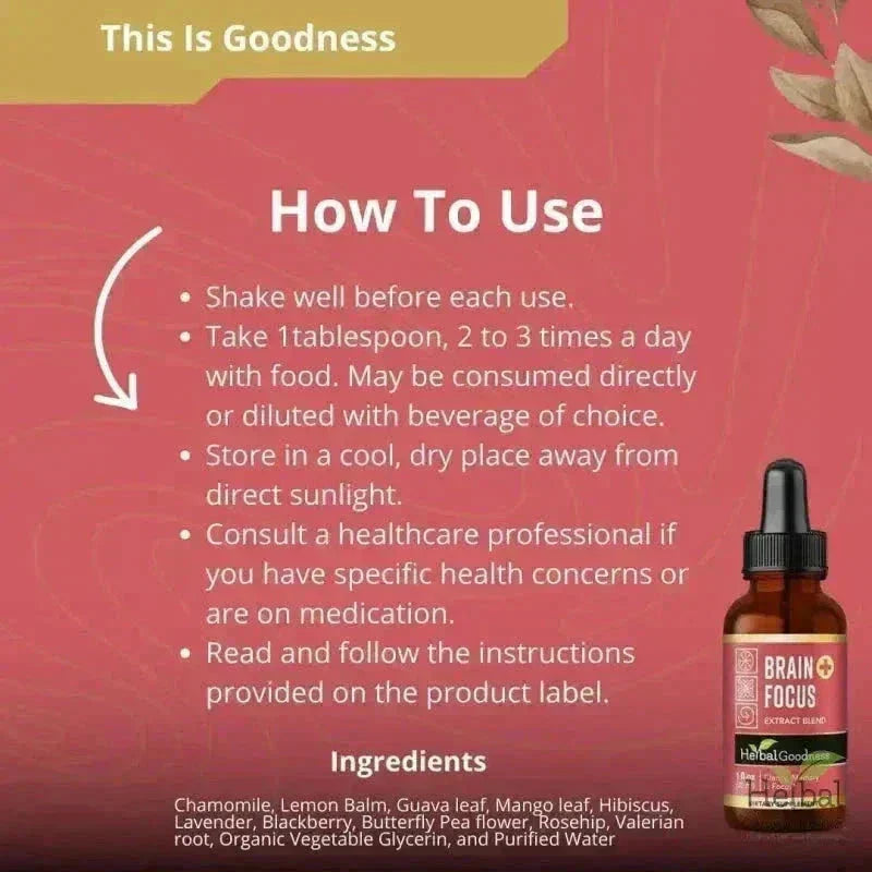 Brain and Focus Liquid Extract - Nootropic Brain Supplement - Herbal Goodness Liquid Extract Herbal Goodness 
