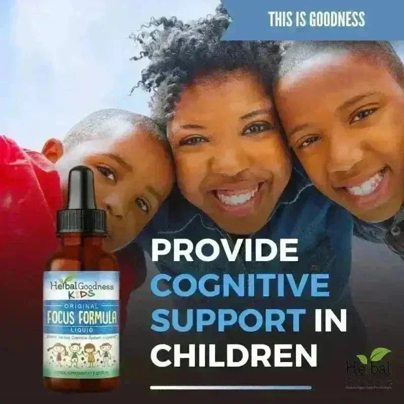 Kids Plant-Based Supplements - Organic 1oz 15X Liquid Extract - Focus, Calm, Sleep, Tummy Liquid Extract Herbal Goodness 