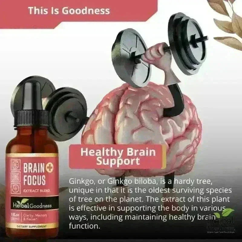Herbal Goodness Brain &amp; Focus Plus 15X Liquid Extract, 1 oz bottle