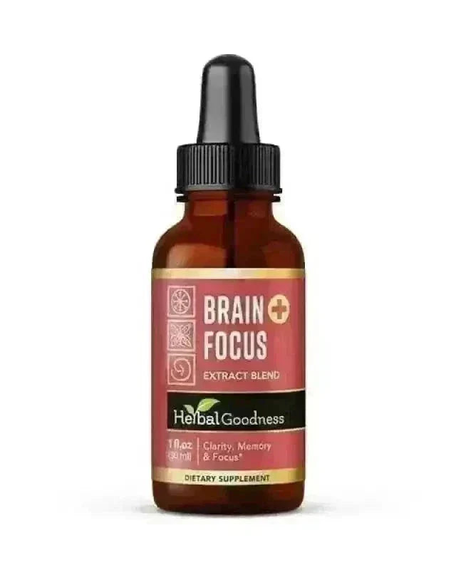 Brain & Focus Plus | 15X Liquid Extract for Memory & Cognitive Wellness Support Liquid Extract Herbal Goodness 1 oz 