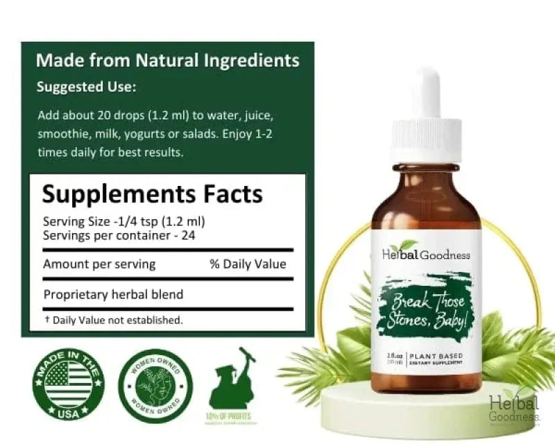 Break those Stones Baby! - 2fl.oz - Plant Based - Dietary Supplement, Kidney Cleanse and Liver Health - Herbal Goodness Liquid Extract Herbal Goodness 