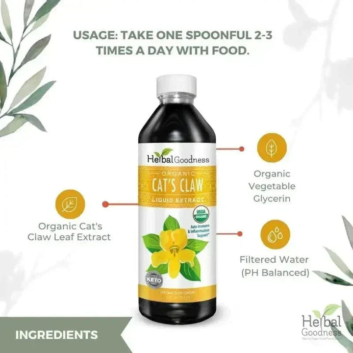 Cat's Claw - Organic - 15X Liquid Extract - Joint Health Liquid Extract Herbal Goodness 