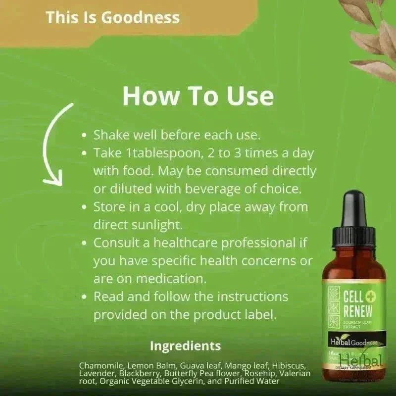 Cell Renew Plus – Organic - Liquid Extract Liquid Extract Herbal Goodness 