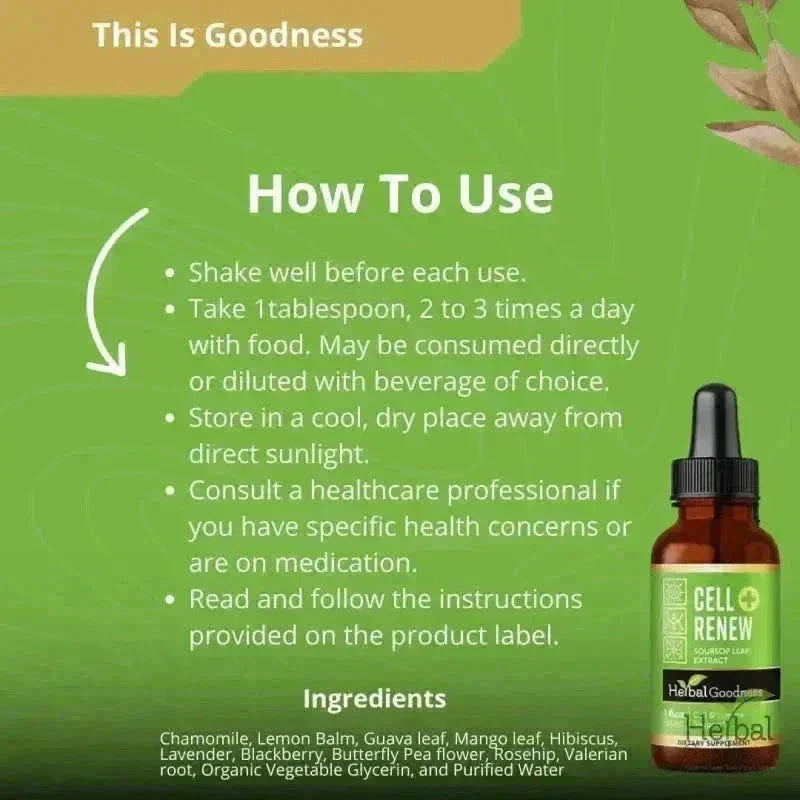 Cell Renew Plus – Organic - Liquid Extract - Herbal Goodness Liquid Extract Herbal Goodness 