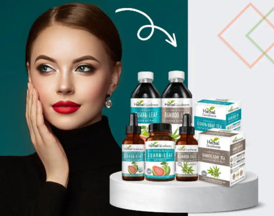 Collection of HOI brand beverages and tea products displayed on a white platform.