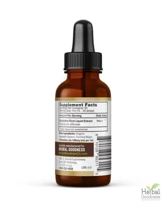 Dandelion Root Liquid Extract - Organic - Detox & Liver Liquid Extract Herbal Goodness 