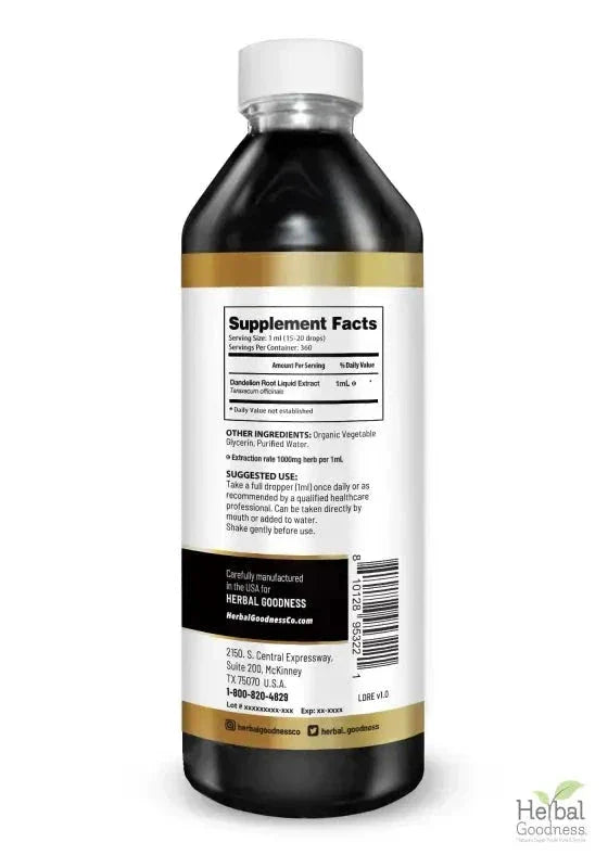 Dandelion Root Liquid Extract - Organic - Detox & Liver Liquid Extract Herbal Goodness 