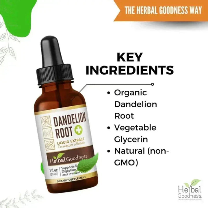 Dandelion Root Liquid Extract - Organic - Detox & Liver Liquid Extract Herbal Goodness 