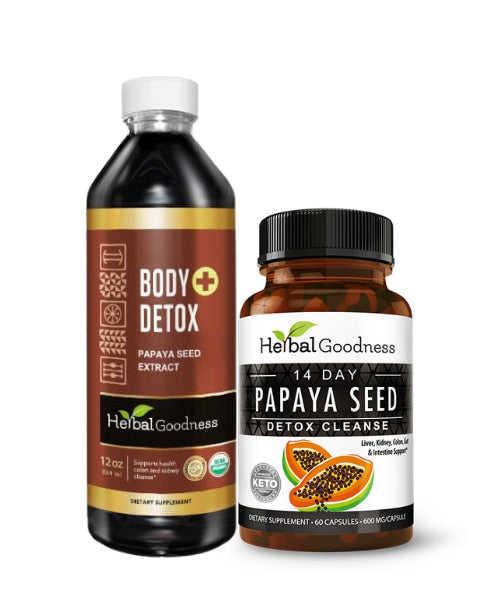 Digestive Wellness Kit – papaya seed capsules, body detox liquid, and gut digest liquid extract by Herbal Goodness