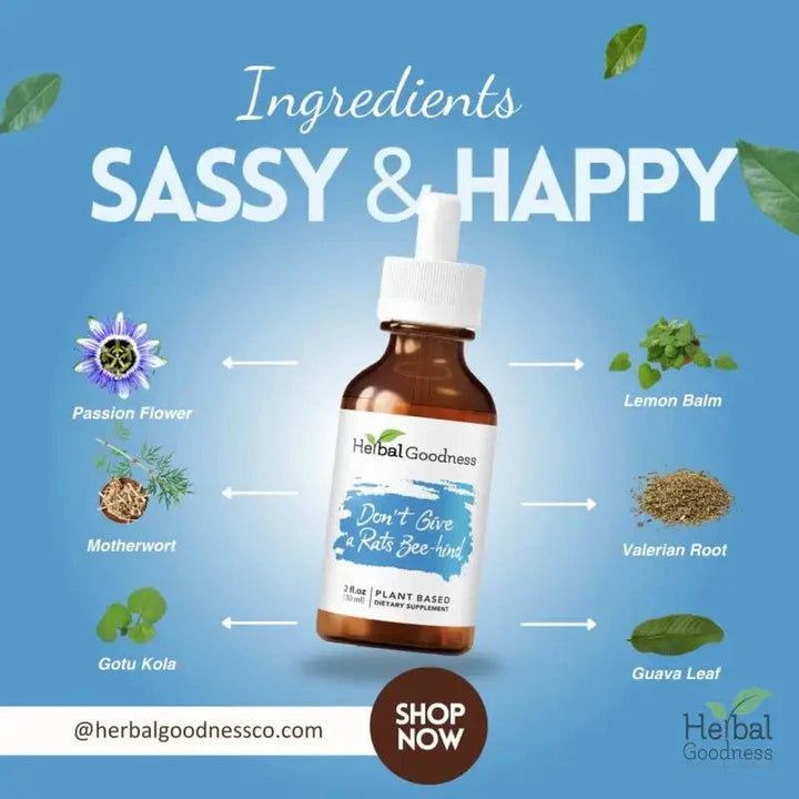 Don't Give a Rats Bee-hind - 2fl.oz - Plant Based - Dietary Supplement, Promote Calmness, Supports Relaxation - Herbal Goodness Liquid Extract Herbal Goodness 