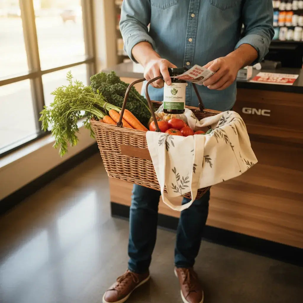Selecting herbal supplements in store
