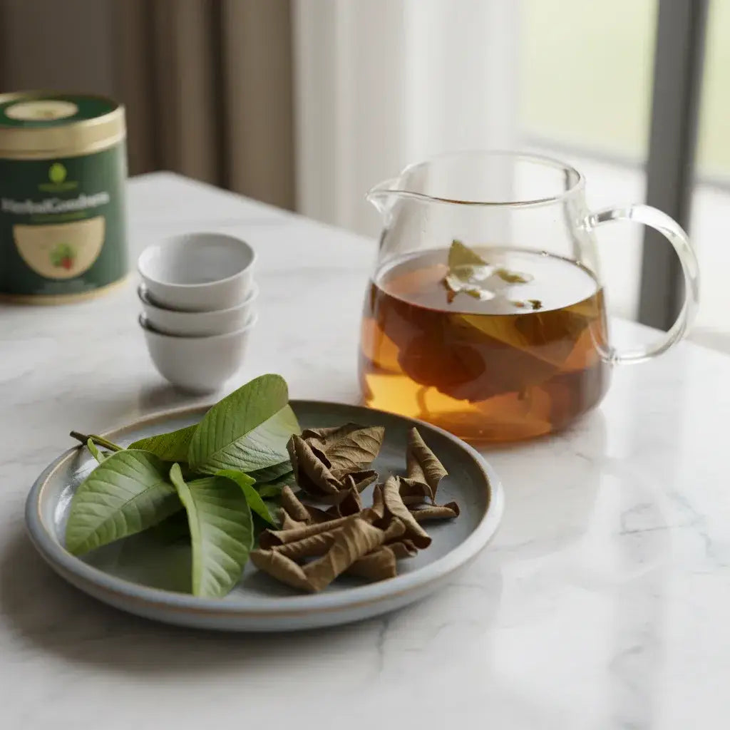 guava leaf tea food pairing plate