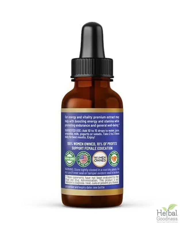 Energy and Vitality - 1oz 15X Liquid Extract - Energy &amp; Performance Liquid Extract Herbal Goodness 