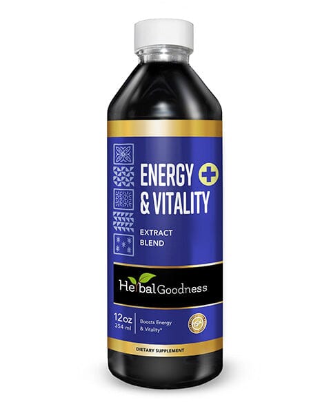 Energy and Vitality - Liquid 12oz - Energy Boost, Vitality Support, Productivity - Herbal Goodness Liquid Extract Herbal Goodness 12 oz 