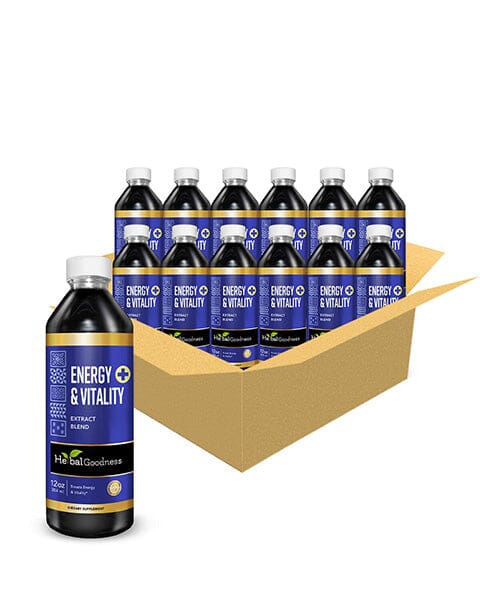 Energy and Vitality - Liquid 12oz - Energy Boost, Vitality Support, Productivity - Herbal Goodness Liquid Extract Herbal Goodness 12oz Case (12) 