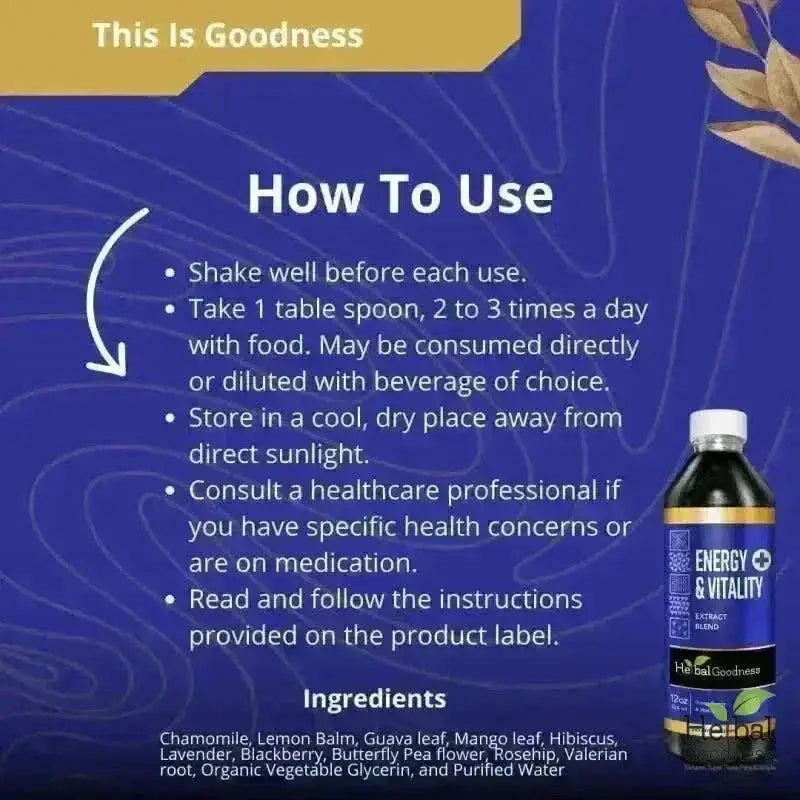 Energy and Vitality - 1oz 15X Liquid Extract - Energy &amp; Performance Liquid Extract Herbal Goodness 