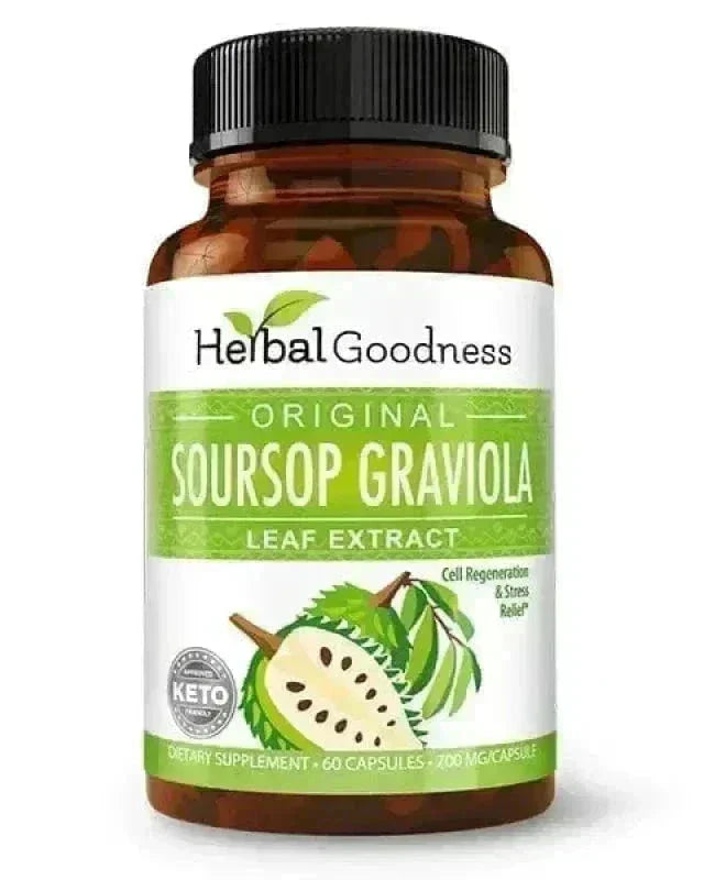 Graviola Soursop Leaf Extract Capsules – 10X Strength - 60/600mg Capsules Herbal Goodness Unit 