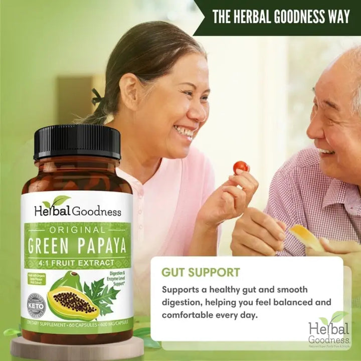 Green Papaya Fruit Extract - 4X 60/600mg Capsule - Digestion Aid Capsules Herbal Goodness 