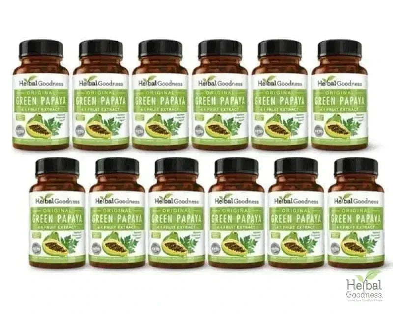 Green Papaya Fruit Extract - Capsules 60/600mg - 4X Strength - Herbal Goodness Capsules Herbal Goodness Case Qty (12) 