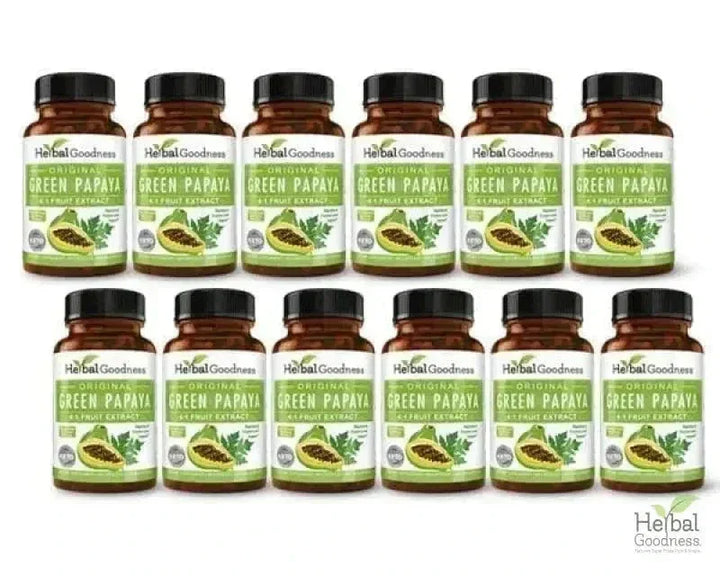 Green Papaya Fruit Extract - Capsules 60/600mg - 4X Strength - Herbal Goodness Capsules Herbal Goodness Case Qty (12) 