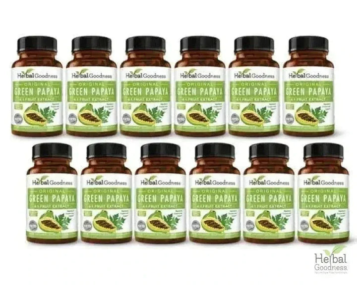 Green Papaya Fruit Extract - Capsules 60/600mg - 4X Strength - Herbal Goodness Capsules Herbal Goodness Case Qty (12) 