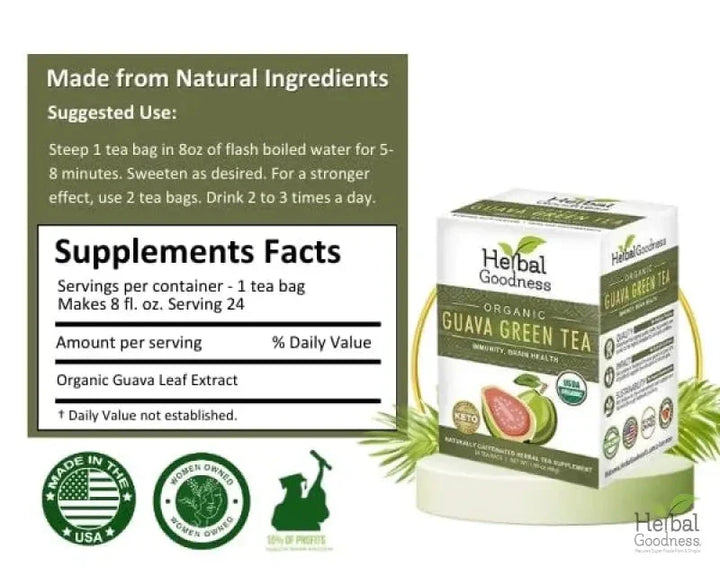 Guava Green Tea - 24/2g - Organic - Herbal Goodness Tea & Infusions Herbal Goodness 