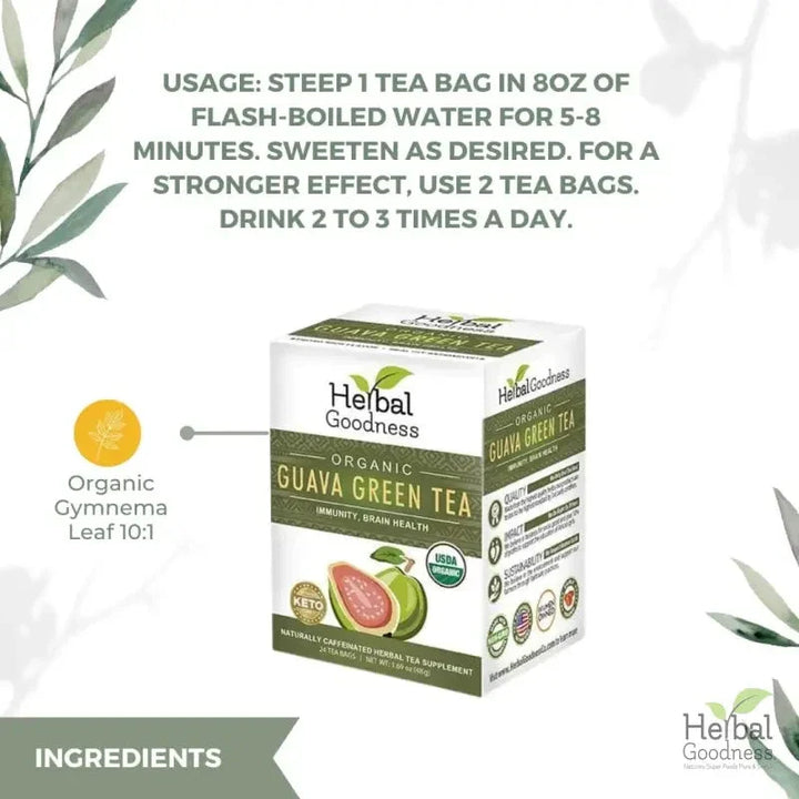 Guava Green Tea - 24/2g - Organic - Herbal Goodness Tea & Infusions Herbal Goodness 