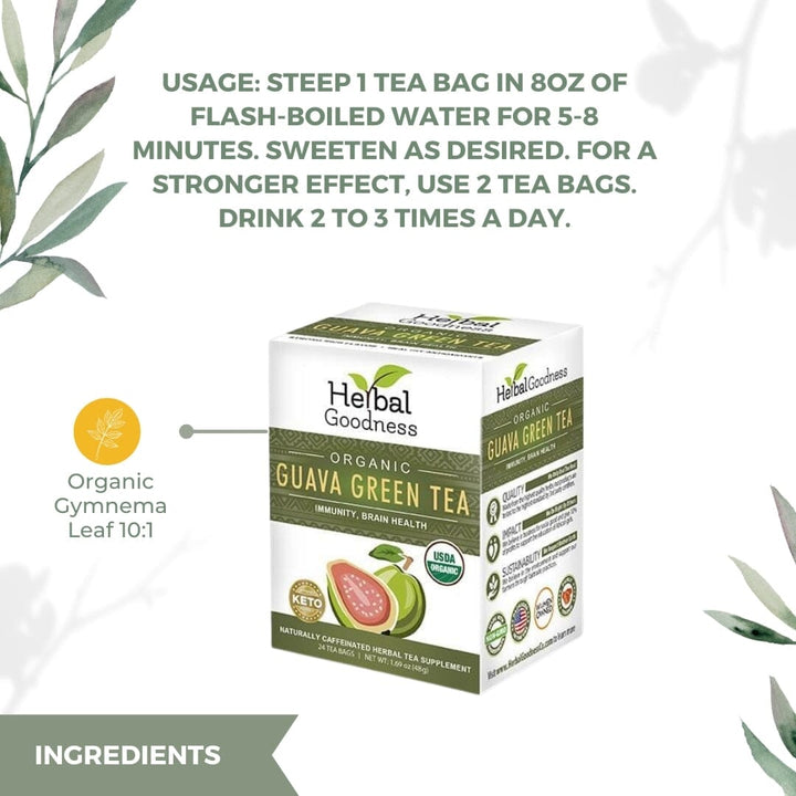 Guava Green Tea - 24/2g - Immunity & Brain Health - Herbal Goodness Tea & Infusions Herbal Goodness 