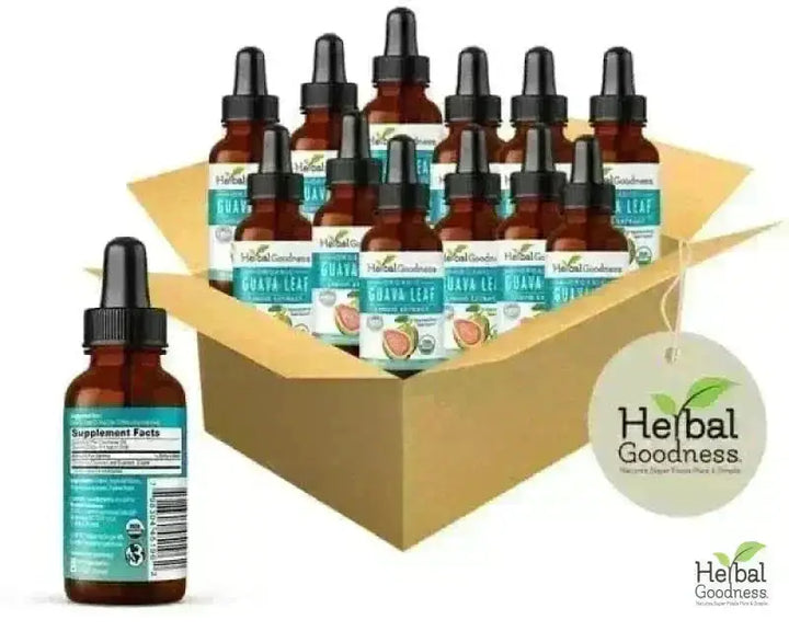 Guava Leaf - Organic 1oz 15X Liquid Extract - Immunity &amp; Herbal Health Liquid Extract Herbal Goodness 1 oz Case(12) 
