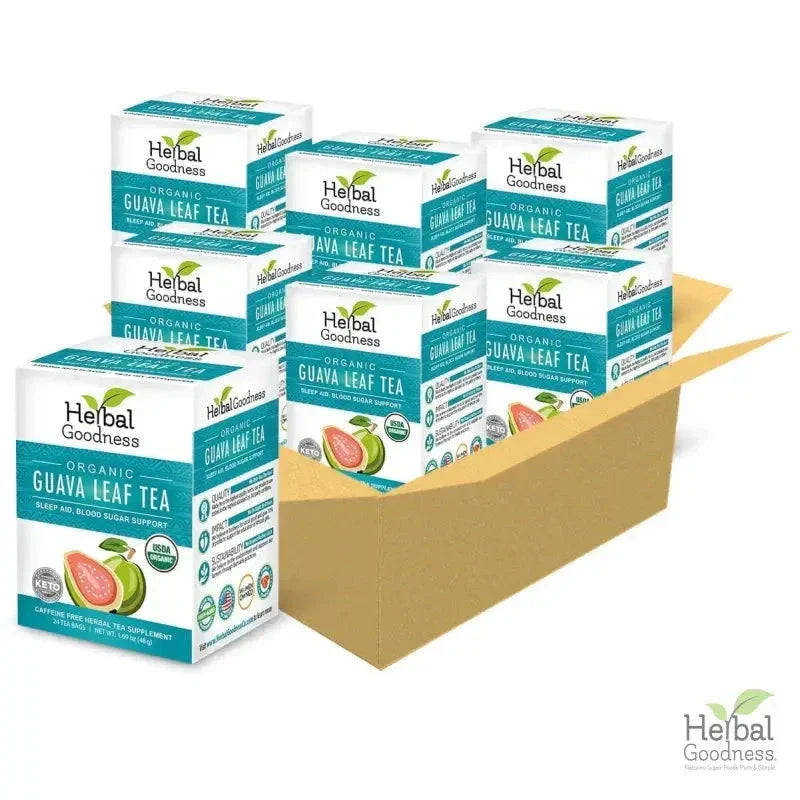 Guava Leaf Tea - Organic - Tea 24/2g - Caffeine-Free Tea & Infusions Herbal Goodness Case (6) 