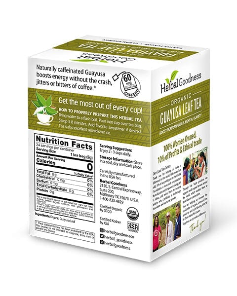 Guayusa Leaf Extract - Organic - Tea 24/2g Tea & Infusions Herbal Goodness 