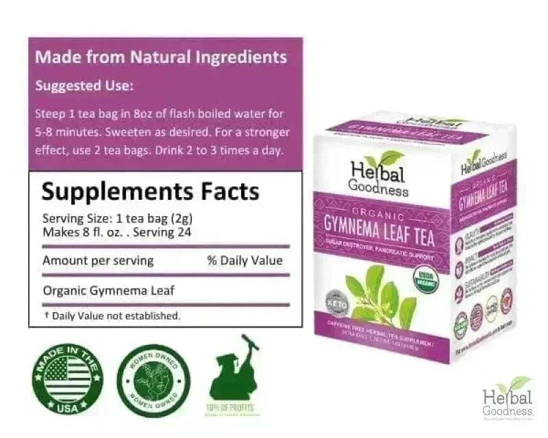 Gymnema Leaf Extract - Organic - Tea 24/2g Tea & Infusions Herbal Goodness 