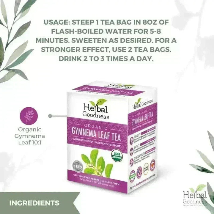 Gymnema Leaf Extract - Organic - Tea 24/2g Tea & Infusions Herbal Goodness 