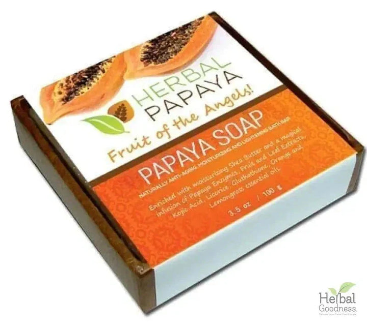 Herbal Papaya Bath Soap - 2 bars/3.5oz - Natural Skin Lightener, Exfoliator and Cleanser - Herbal Goodness Body Care Herbal Goodness 