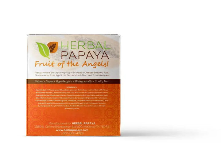 Herbal Papaya Bath Soap - 2 bars/3.5oz - Natural Skin Lightener, Exfoliator and Cleanser - Herbal Goodness
