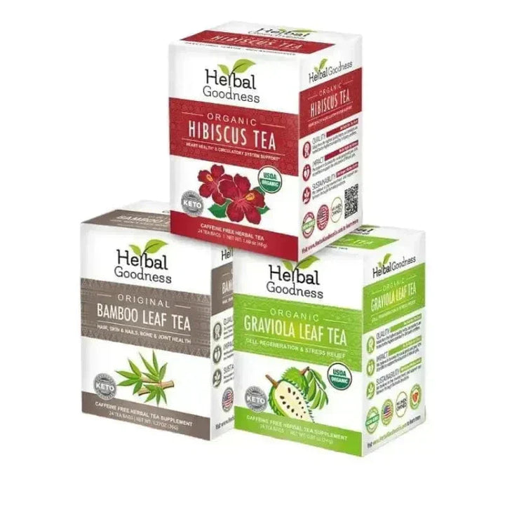 Organic Herbal Tea Trio – Build-Your-Own Bundle | Mix & Match Any 3 USDA Organic Herbal Teas & Save 20% Herbal Goodness Guava Hibiscus Bamboo 