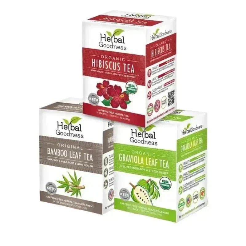 Organic Herbal Tea Trio – Build-Your-Own Bundle | Mix & Match Any 3 USDA Organic Herbal Teas & Save 20% Herbal Goodness Guava Hibiscus Bamboo 