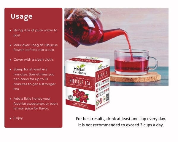 Hibiscus Tea - Organic - 24/2g - Great Taste, Immunity Boost - Herbal Goodness Tea & Infusions Herbal Goodness 