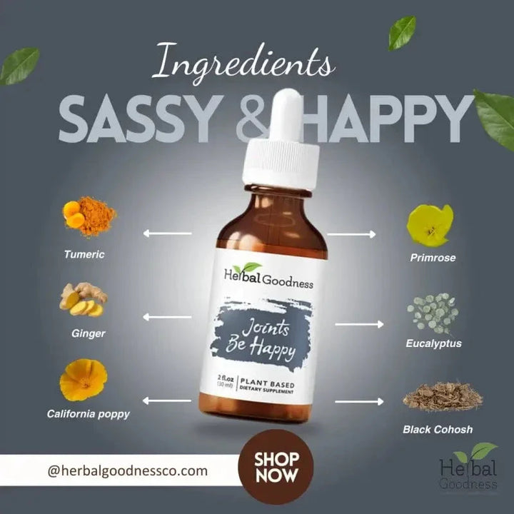 Joints Be Happy 2fl.oz - Plant Based - Dietary Supplement, support healthy bone, joints and cartilage - Herbal Goodness Liquid Extract Herbal Goodness 