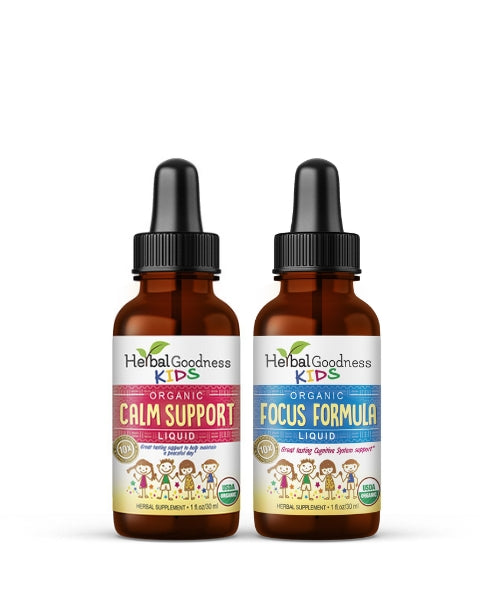 Kids Complete Wellness bundle – Calm and Focus organic liquid extracts by Herbal Goodness