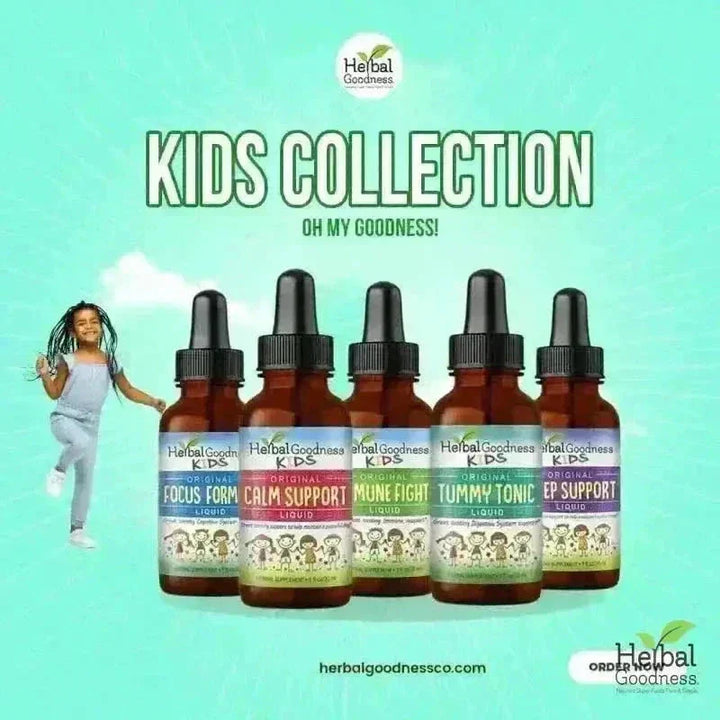 Kids Plant-Based Supplements - 1oz - Organic 15X Liquid Extract - Focus, Calm, Sleep, Tummy Liquid Extract Herbal Goodness 
