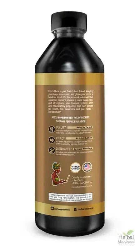 Lion's Mane Mushroom Liquid Extract - Organic 1oz - Brain & Mood Liquid Extract Herbal Goodness 